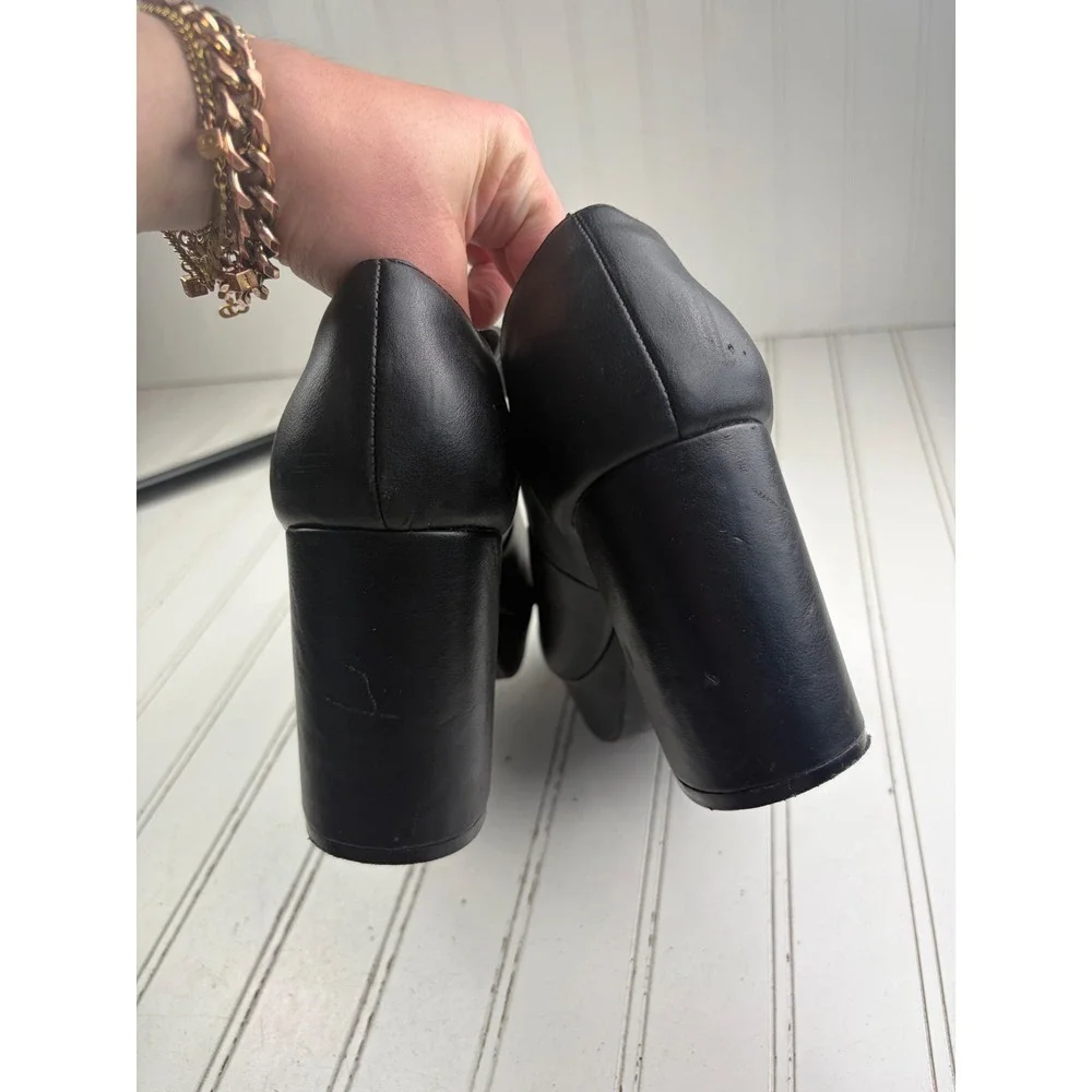Lane Bryant Vintage Y2K Black Platform Mary Jane Chunky Heels Women's Size 8.5